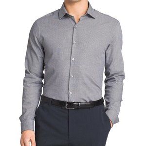 KENNETH COLE Black & White Houndstooth Cotton Dress Shirt | Size M